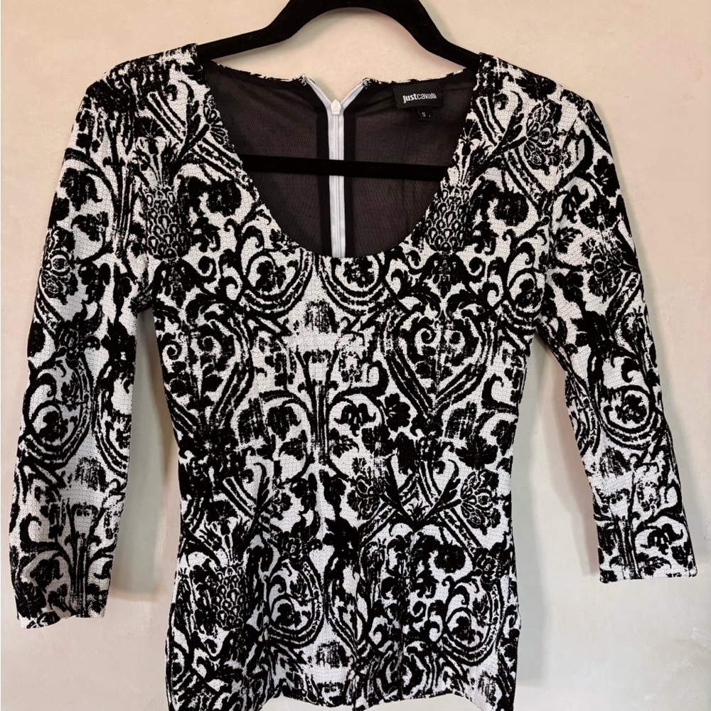 Just Cavalli Black and White Patterned Blouse